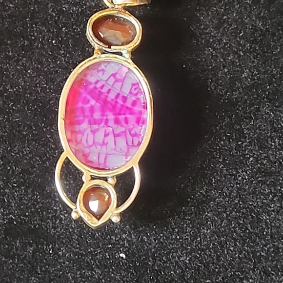 Agate Garnet 925 Sterling Silver Pendant - Picture 5 of 6